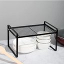 Ver mais imagens de Organizador Armario Bancada Estante Multiuso Prateleira Metal Suporte Guarda Roupa Rack Cozinha Banh