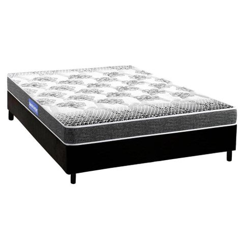 Cama Box Casal: Colchão Espuma Probel Guarda Costas Resistente + Base CRC Courano Black(138x188)