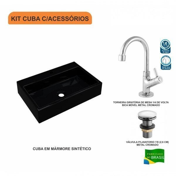 Kit Cuba RT55 com Torneira 1198 Metal e Válvula Click 1 Polegada G Compace - 3