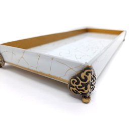 Bandeja Lavabo Sala Caixa em Vidro Com Pés Brilhante 25x10cm - 4