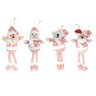 Kit 4 Bonecos Perna Longa Pelúcia Rosa Papai Noel, Boneco de Neve, Rena e Urso Pendente 25cm - Maste - 1