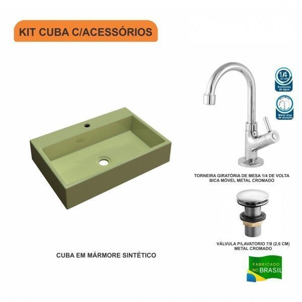 Kit Cuba RT55 com Torneira 1198 Metal e Válvula Click 1 Polegada G Compace - 3