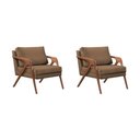 Ver imagem 1 de Kit 2 Poltronas Decorativa Mona Luxo Veludo Marrom Base Madeira Maciça