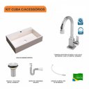 Ver imagem 3 de Kit Cuba Rt55 com Torneira Luxo 1195 Metal e Válvula 1 Polegada e Sifão Pvc e Flexível Compace