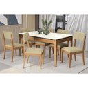 Ver imagem 1 de Sala Jantar Mesa Mira Premium Madeira Maciça C/ Tampo Madeirado C/ Vidro 160x90cm e 6 Cadeiras
