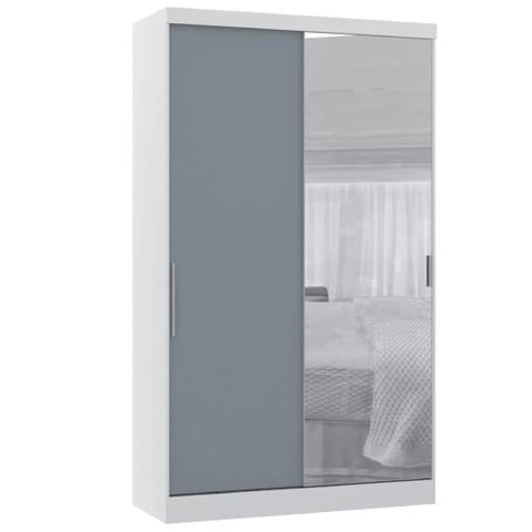 Guarda-roupa Modulado 134,5cm com Espelho 2 Portas de Correr 3 Gavetas Alpes Luciane