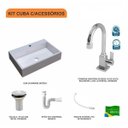 Ver imagem 3 de Kit Cuba Rt55 com Torneira Luxo 1195 Metal e Válvula 1 Polegada e Sifão Pvc e Flexível Compace