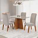 Ver imagem 1 de Mesa de Jantar 4 Lugares Stilo Mel/blonde/veludo Pastel - Viero Móveis