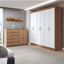 Ver imagem 1 de Guarda-roupa Casal Layla 6 Portas 2 Gavetas com Cômoda 2 Portas 5 Gavetas Demolição/branco - Panoram