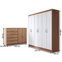 Ver imagem 4 de Guarda-roupa Casal Layla 6 Portas 2 Gavetas com Cômoda 2 Portas 5 Gavetas Demolição/branco - Panoram