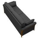 Ver imagem 2 de Sofá Living 3 Lugares 222cm Pés Madeira Roya M22 Pu Preto - Mpozenato