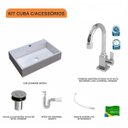 Ver imagem 3 de Kit Cuba Rt55 com Torneira Luxo 1195 Metal e Válvula Click 1 Polegada B e Sifão Pvc e Flexível Compa
