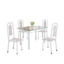 Ver imagem 2 de Conjunto de Mesa Tubular com 4 Cadeiras Lara Branco/Bege