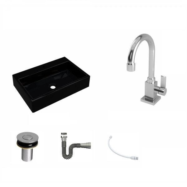 Kit Cuba RT55 Torneira Luxo 1195 Metal e Válvula Click 1 Polegada B Sifão Flexível Cromado Compace - 2