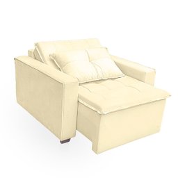 Poltrona Cama com Puff para Sala Confortavél Moderna Suede - 4