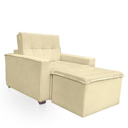Poltrona Cama com Puff para Sala Confortavél Moderna Suede - 6