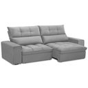 Ver imagem 1 de Sofá Retrátil Reclinável para Sala 3 Lugares 250cm Asaph F04 Veludo Cinza Claro - Lyam Decor