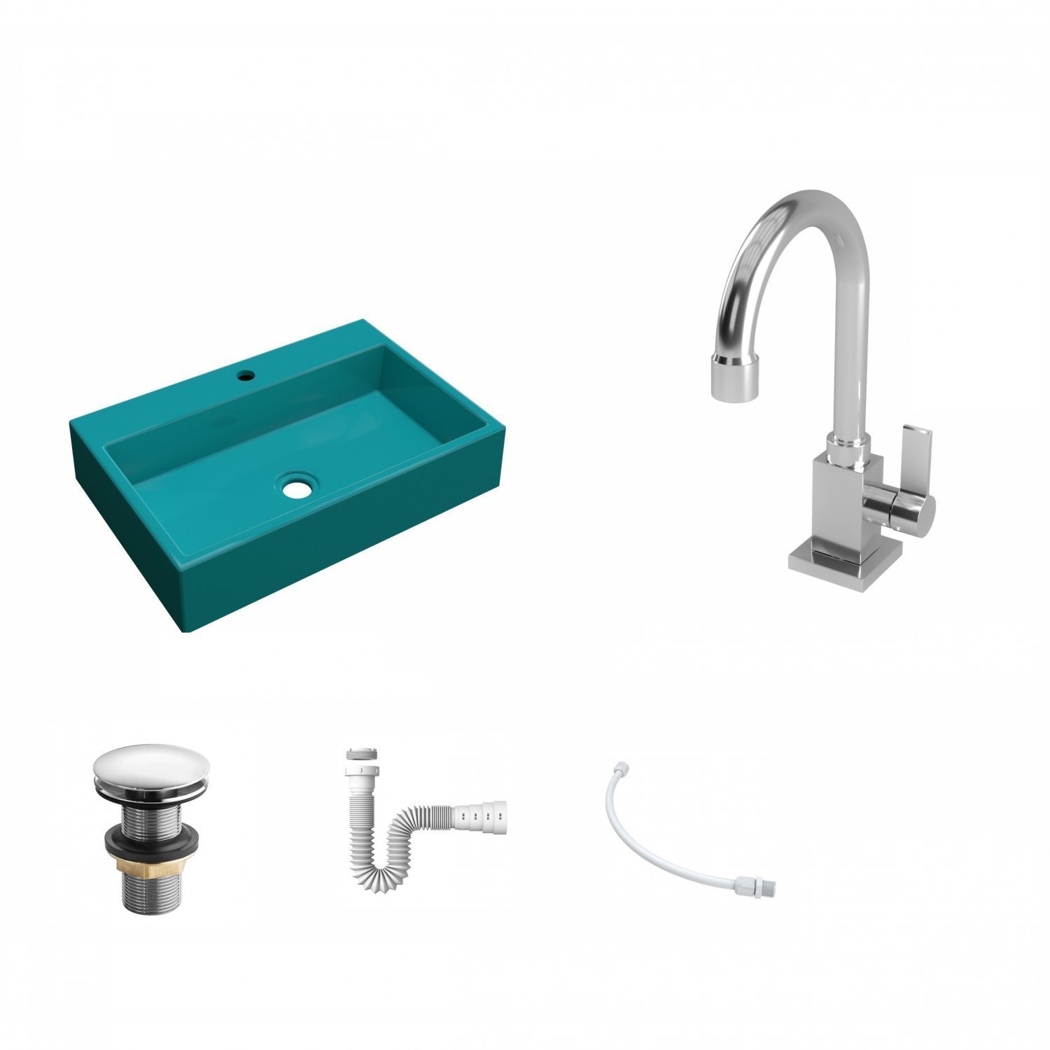 Kit Cuba RT55 com Torneira Luxo 1195 Metal e Válvula Click 1 Polegada G e Sifão Pvc e Flexível Compa - 2