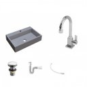 Ver imagem 2 de Kit Cuba Rt55 com Torneira Luxo 1195 Metal e Válvula Click 1 Polegada G e Sifão Pvc e Flexível Compa