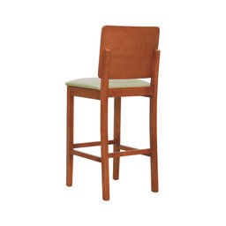 Banqueta Alta Bistrô Madeira Maciça Encosto Anatômico Quéops - Amêndoa Linho Bege - 3