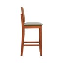 Ver imagem 5 de Banqueta Alta Bistrô Madeira Maciça Encosto Anatômico Quéops - Amêndoa Linho Bege