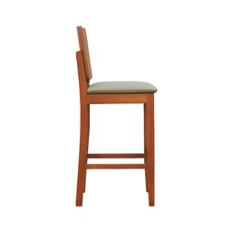 Banqueta Alta Bistrô Madeira Maciça Encosto Anatômico Quéops - Amêndoa Linho Bege - 5
