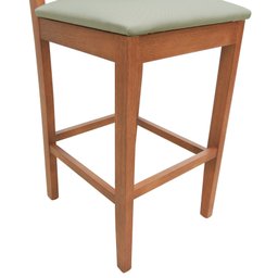 Banqueta Alta Bistrô Madeira Maciça Encosto Anatômico Quéops - Amêndoa Linho Bege - 8