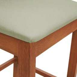 Banqueta Alta Bistrô Madeira Maciça Encosto Anatômico Quéops - Amêndoa Linho Bege - 7