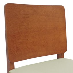 Banqueta Alta Bistrô Madeira Maciça Encosto Anatômico Quéops - Amêndoa Linho Bege - 6