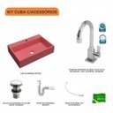 Ver imagem 3 de Kit Cuba Rt55 com Torneira Luxo 1195 Metal e Válvula Click 1 Polegada G e Sifão Pvc e Flexível Compa
