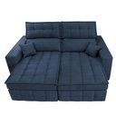 Ver imagem 5 de Sofá Retrátil e Reclinável 2,00M Molas Ensacadas e Costura Tripla Cama Inbox Nobre Suede Azul