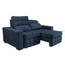 Ver mais imagens de Sofá Retrátil e Reclinável 2,00M Molas Ensacadas e Costura Tripla Cama Inbox Nobre Suede Azul