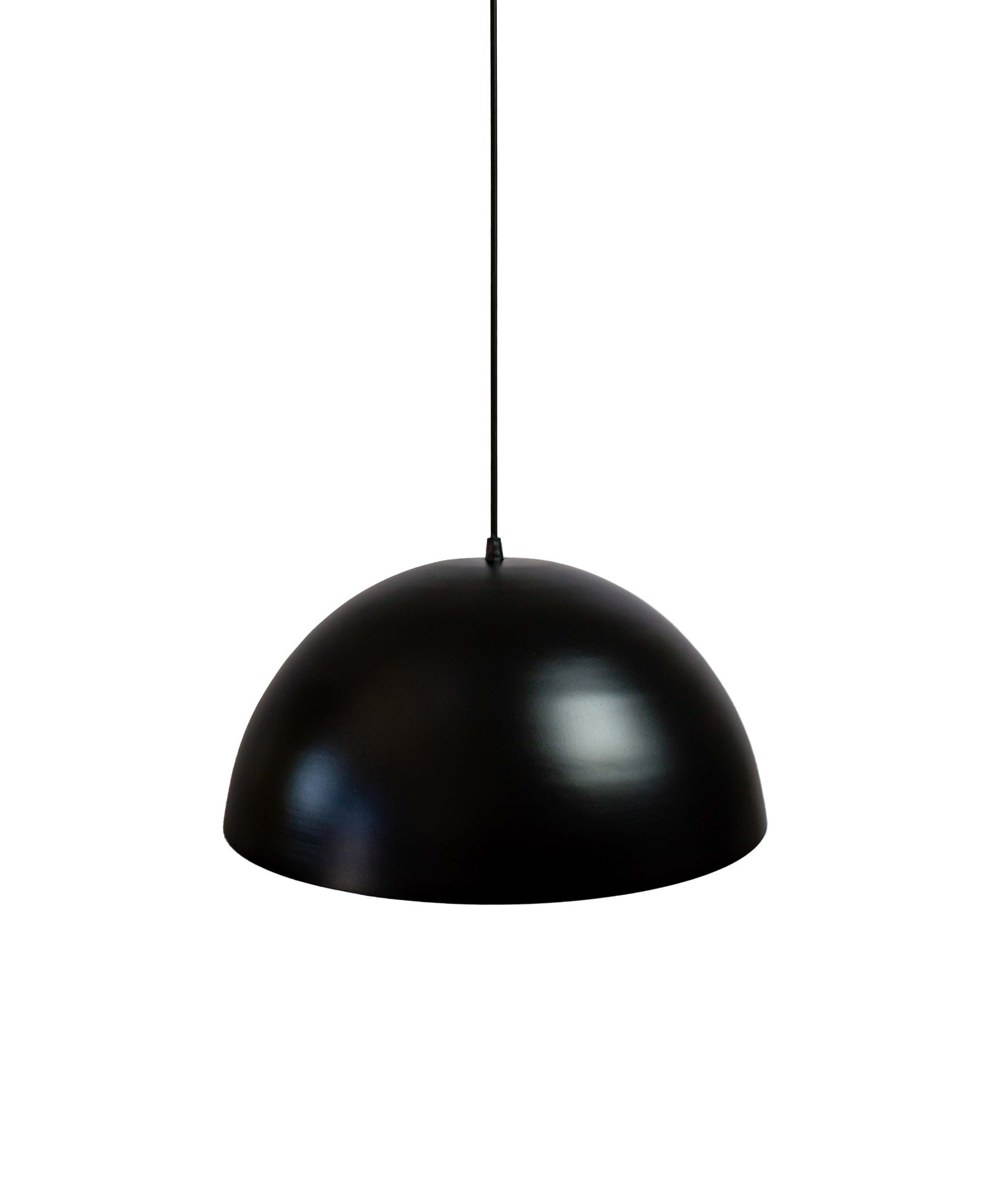 Pendente Alumínio Meia Esfera 30cm Preto c/ Cobre Duplo na Canopla Retangular de 97cm Branca - 2