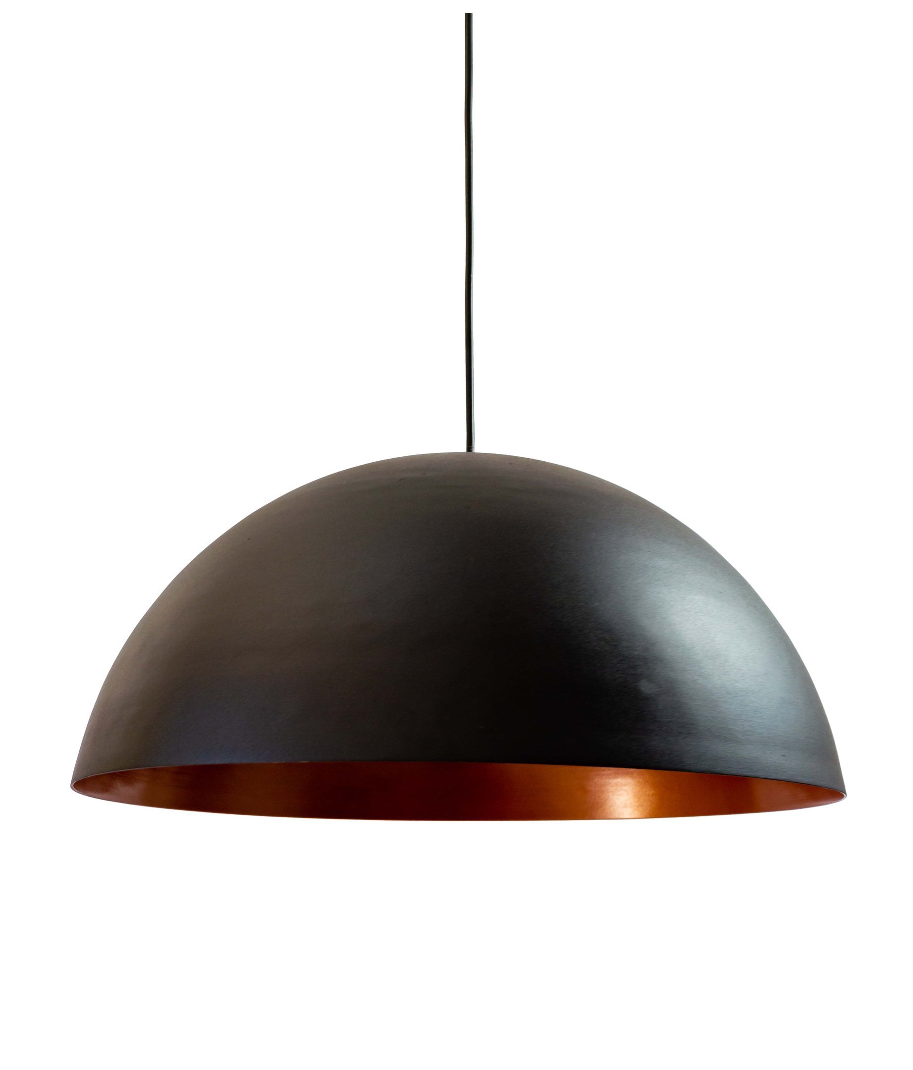 Pendente Alumínio Meia Esfera 30cm Preto c/ Cobre Duplo na Canopla Retangular de 97cm Branca - 5