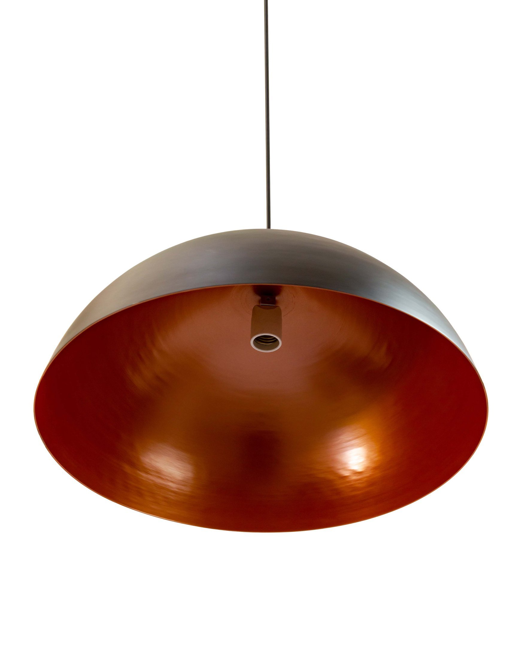 Pendente Alumínio Meia Esfera 30cm Preto c/ Cobre Duplo na Canopla Retangular de 97cm Branca - 4