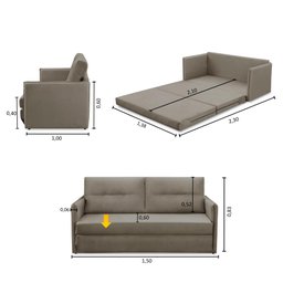 Sofá Cama 2 Lugares 1,50m Luisa Suede Adonai Estofados - 2