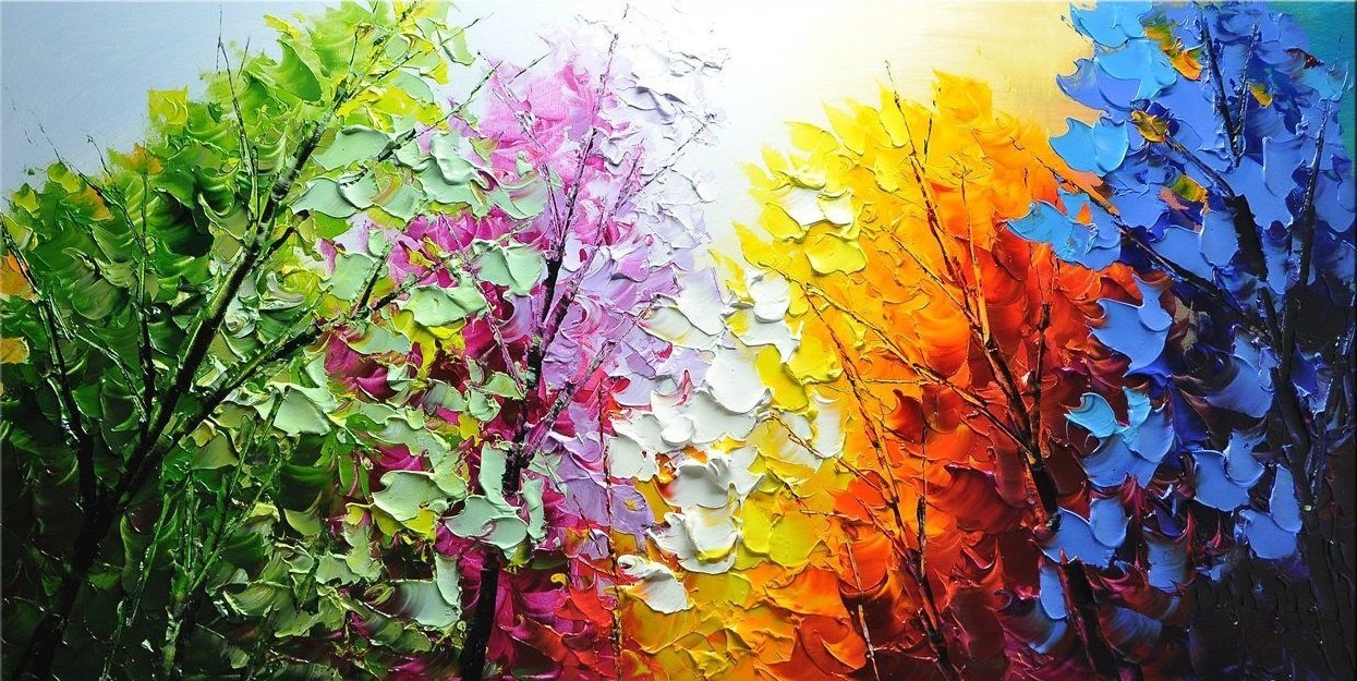 Quadro Pintura Tela Abstrato Moderno 2471: 80cm (A) x 160cm (L) - 1