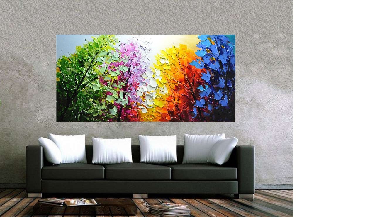 Quadro Pintura Tela Abstrato Moderno 2471: 80cm (A) x 160cm (L) - 2