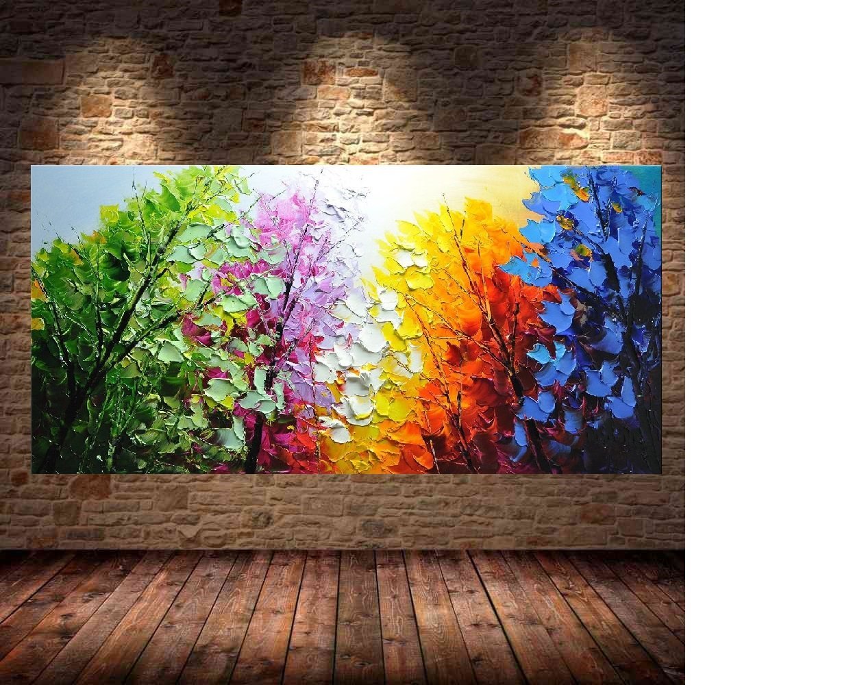Quadro Pintura Tela Abstrato Moderno 2471: 80cm (A) x 160cm (L) - 3