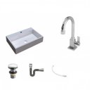 Ver imagem 2 de Kit Cuba Rt55 com Torneira Luxo 1195 Metal e Válvula Click 1 Polegada G e Sifão Cromado e Flexível C