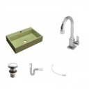 Ver imagem 2 de Kit Cuba Rt55 com Torneira Luxo 1195 Metal e Válvula Click 1 Polegada e Meia e Sifão Pvc e Flexível