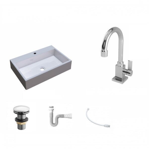 Kit Cuba RT55 com Torneira Luxo 1195 Metal e Válvula Click 1 Polegada e meia e Sifão Pvc e Flexível - 2