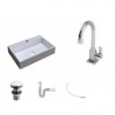 Ver imagem 2 de Kit Cuba Rt55 com Torneira Luxo 1195 Metal e Válvula Click 1 Polegada e Meia e Sifão Pvc e Flexível