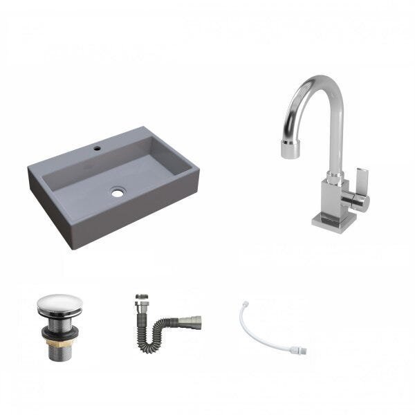Kit Cuba RT55 com Torneira Luxo 1195 Metal e Válvula Click 1 Polegada e Meia e Sifão Cromado e Flexí - 2