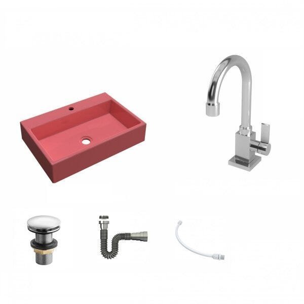 Kit Cuba RT55 com Torneira Luxo 1195 Metal e Válvula Click 1 Polegada e Meia e Sifão Cromado e Flexí - 2