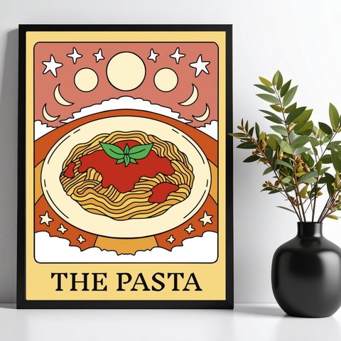 Quadro Decorativo Macarrão Pasta- Carta Tarot 45x34cm:moldura Preta