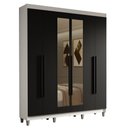 Ver imagem 2 de Guarda-roupa Casal com Pés 6 Portas Batentes com Espelho Branco-preto-preto Saturno Madesa