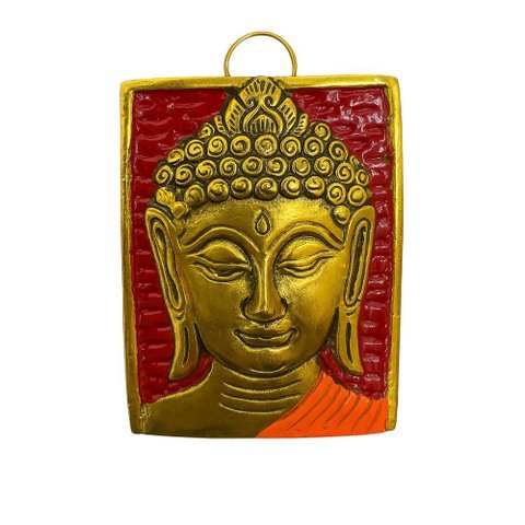 Escultura Decorativa Buda em Relevo Dourado - Arte Indiana para Paz e Harmonia