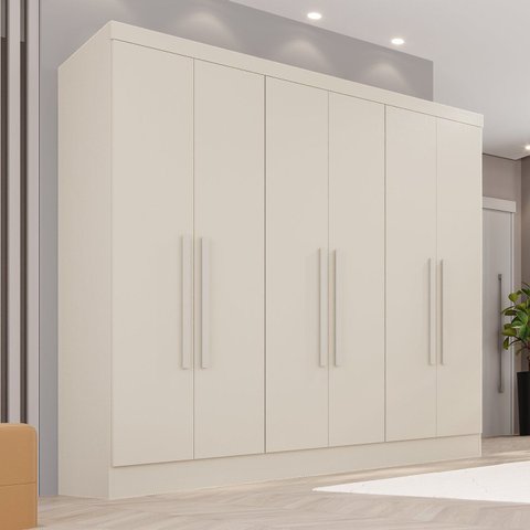 Guarda-Roupa Casal 6 Portas e 2 Gavetas Safira Off White/Arenas