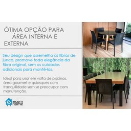 Kit 6 Cadeiras Rattan Preta Sala de Jantar Cozinha Área Externa - 6
